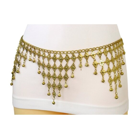 New Women Gold Metal Belly Dance Ethnic Fashion Charms Belt Hip Waist Size M L - Picture 5 of 16